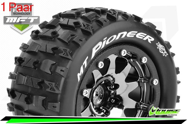 Louise RC - MFT - MT-PIONEER - 1-10 Monster Truck --Inhalt: 2 Reifen-- Montiert - Sport - Bead-Lock 2.8 Felgen Schwarz-Chrom - 1/2-Offset - Hex 12mm  - L-T3308SBCH