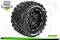 LR-T3309SB Louise RC - MFT - MT-UPHILL - 1-10 Monster Truck --Inhalt: 2 Reifen-- Montiert - Sport - Bead-Lock 2.8 Felgen Schwarz - 0-Offset - Hex 12mm  - L-T3309SB