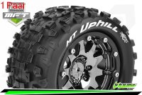 LR-T3309SBC Louise RC - MFT - MT-UPHILL - 1-10 Monster Truck --Inhalt: 2 Reifen-- Montiert - Sport - Bead-Lock 2.8 Felgen Schwarz-Chrom - 0-Offset - Hex 12mm  - L-T3309SBC