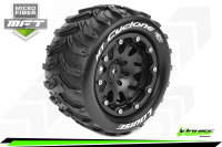 Louise RC - MFT - MT-CYCLONE - 1-10 Monster Truck --Inhalt: 2 Reifen-- Montiert - Sport - Bead-Lock 2.8 Felgen Schwarz - 0-Offset - Hex 12mm  - L-T3310SB