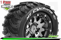 LR-T3310SBC Louise RC - MFT - MT-CYCLONE - 1-10 Monster Truck --Inhalt: 2 Reifen-- Montiert - Sport - Bead-Lock 2.8 Felgen Schwarz-Chrom - 0-Offset - Hex 12mm  - L-T3310SBC