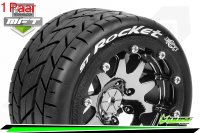 Louise RC - MFT - ST-ROCKET - 1-10 Monster Truck --Inhalt: 2 Reifen-- Montiert - Sport - Bead-Lock 2.8 Felgen Schwarz-Chrom - 0-Offset - Hex 12mm  - L-T3311SBC