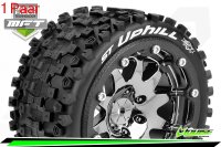 LR-T3313SBC Louise RC - MFT - ST-UPHILL - 1-10 Monster Truck --Inhalt: 2 Reifen-- Montiert - Sport - Bead-Lock 2.8 Felgen Schwarz-Chrom - 0-Offset - Hex 12mm  - L-T3313SBC