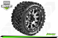 Louise RC - MFT - ST-UPHILL - 1-10 Monster Truck --Inhalt: 2 Reifen-- Montiert - Sport - Bead-Lock 2.8 Felgen Schwarz-Chrom - 1/2-Offset - Hex 12mm  - L-T3313SBCH