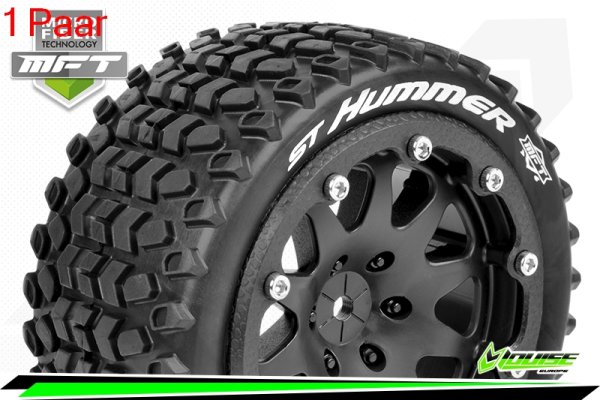 Louise RC - MFT - ST-HUMMER - 1-10 Monster Truck --Inhalt: 2 Reifen-- Montiert - Sport - Bead-Lock 2.8 Felgen Schwarz - 0-Offset - Hex 12mm  - L-T3314SB