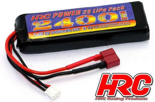 Akku - LiPo 2S - 7.4V 2400mAh 50C No Case  RC Car Micro - Ultra T (Deans Kompatible) Stecker 97x35x20mm