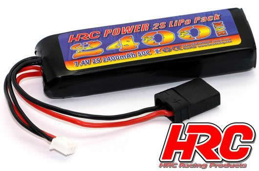 Akku - LiPo 2S - 7.4V 2400mAh 50C No Case RC Car Micro - TRX Stecker 97x30x20mm