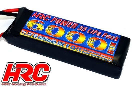 Akku - LiPo 3S - 11.1V 6000mAh 50C/100C - No Case - Slim - Ultra-T Stecker 128x43x28mm