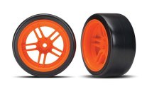 Reifen auf Felgen verklebt Split-Spoke Felge orange...