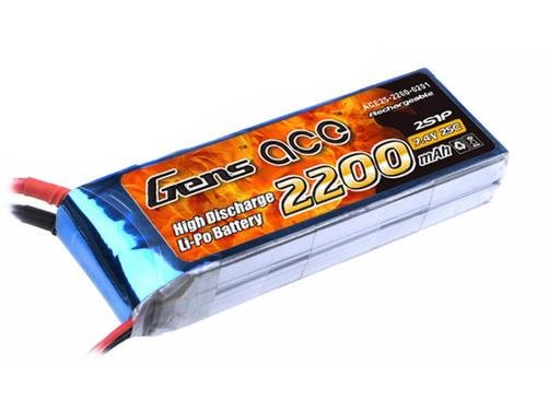 Lipo Akku Gens ace 2200 mAh 7,4V 25C 2S1P XT60