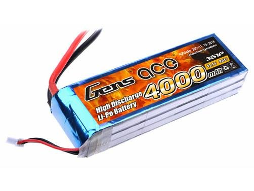 Lipo Akku Gens ace 4000 mAh 11,1V 25C 3S1P XT90