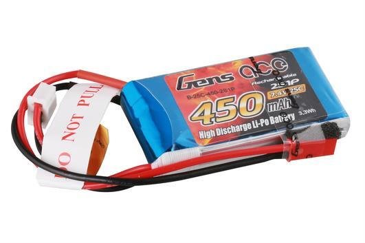 Lipo Akku Gens ace 450 mAh 7,4V 25C 2S1P JST BEC