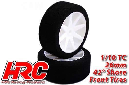 Reifen - 1/10 Touring - montiert - 12mm Hex - 26mm - 42° shore Moosgummi Reifen (2 Stk.) / HRC61086