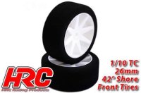 Reifen - 1/10 Touring - montiert - 12mm Hex - 26mm - 42&deg; shore Moosgummi Reifen (2 Stk.) / HRC61086