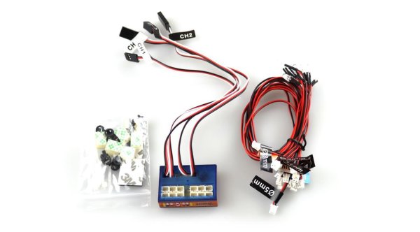 Beleuchtungsset für RC-Fahrzeuge mit RC-Kontrollsystem.