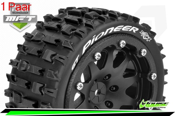 Louise RC - MFT - ST-PIONEER - 1-10 Monster Truck --Inhalt: 2 Reifen-- Montiert - Sport - Bead-Lock 2.8 Felgen Schwarz - 1/2-Offset - Hex 14mm  - L-T3312SBM