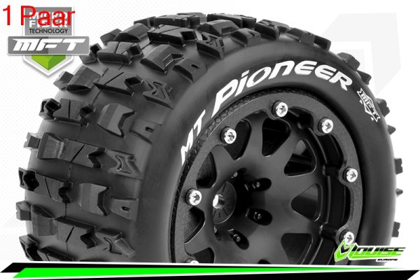 Louise RC - MFT - MT-PIONEER - 1-10 Monster Truck --Inhalt: 2 Reifen-- Montiert - Sport - Bead-Lock 2.8 Felgen Schwarz - 1/2-Offset - Hex 14mm  - L-T3308SBM