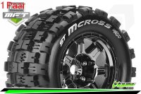 LR-T3327BC Louise RC - MFT - ST-MCROSS - 1-8 Stadium Truck --Inhalt: 2 Reifen-- Fertig Verklebt - Sport - Bead Style 3.8 Felgen Schwarz-Chrom - 0-Offset - Hex 17mm - L-T3327BC