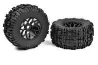 Team Corally - Off-Road 1/8 MT Tires - Mud Claws - Glued on Black Rims - 1 pair