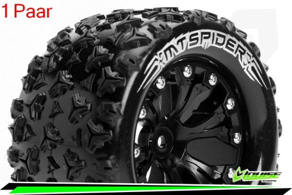 Louise RC - MT-SPIDER - 1-10 Monster Truck --Inhalt: 2 Reifen-- Fertig Verklebt - Sport - Felgen 2.8 Schwarz - 0-Offset - Hex 12mm - L-T3203SB