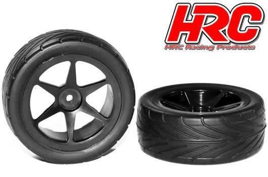 Reifen - 1/10 Buggy - 4WD Vorne - montiert - Schwarz Felgen - 2.2 - 12mm hex - Arrow Pattern Radial (2 Stk.) / HRC61106B