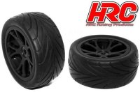 HRC61106B Reifen - 1/10 Buggy - 4WD Vorne - montiert - Schwarz Felgen - 2.2\'\' - 12mm hex - Arrow Pattern Radial (2 Stk.) / HRC61106B