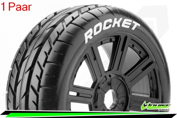 Louise RC - B-ROCKET - 1-8 Buggy --Inhalt: 2 Reifen-- Fertig Verklebt - Soft - Speichenfelgen Schwarz - Hex 17mm - L-T3190SB