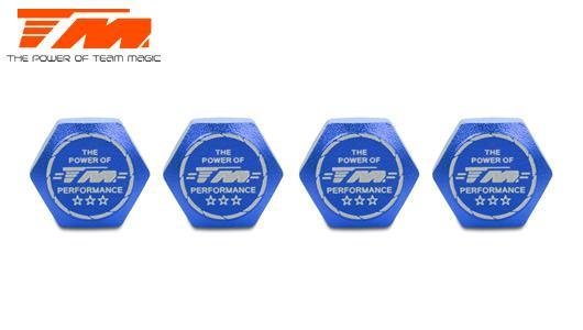 Wheel Nuts - 1/8 Buggy - 17mm - TM Serrated Dirt Shield Wheel Nuts - Blue (4 pcs)