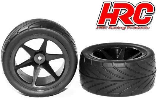 Reifen - 1/10 Buggy - Hinten - montiert - Schwarz Felgen - 2.2 - 12mm hex - Arrow Pattern Radial (2 Stk.) / HRC61107B