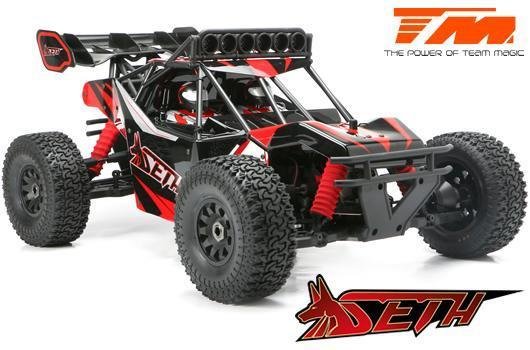 Auto - 1/8 Elektrisch - 4WD Desert Truck - RTR - 2200kv Brushless Motor - 3-6S - Wasserdicht - Team Magic SETH Rot/Schwarz / TM560015R