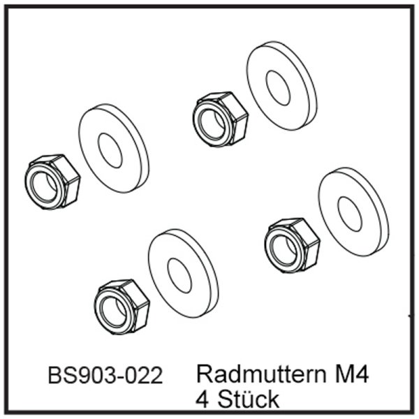 Radmuttern M4 (4 Stück) - BEAST BX / TX