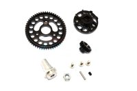 Stahl Hauptzahnrad 56T, Ritzel 17T, Alu  Adapter Set schwarz